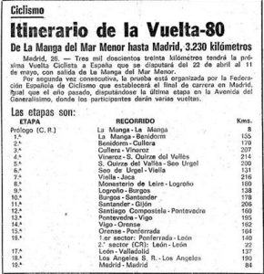 Etapas de La Vuelta en 1980 / JLD